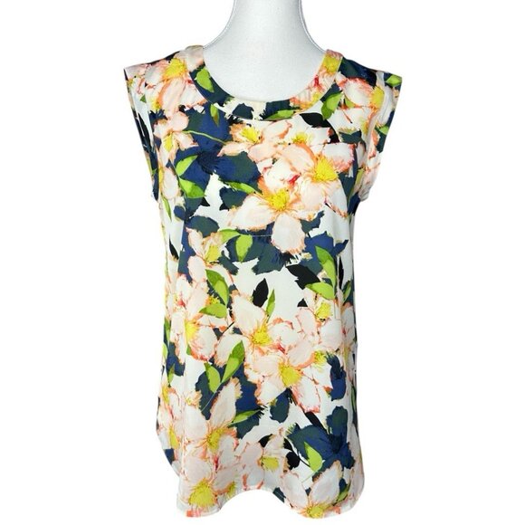 J.Crew Factory Women's White Floral Crew Neck Sleeveless Career Top XS/C37 - Picture 1 of 11